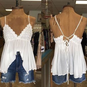 NWT White Flowy Tank Top